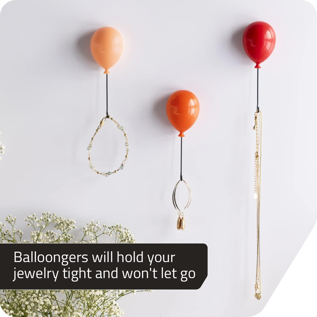 PELEG DESIGN Balloongers | Fun Balloon-Shaped Key Holder for Wall | Decorative Key Hanger Set of 3 | Key Hooks with 3 Install Options | Cute Key Holders with Metal Wire Hooks