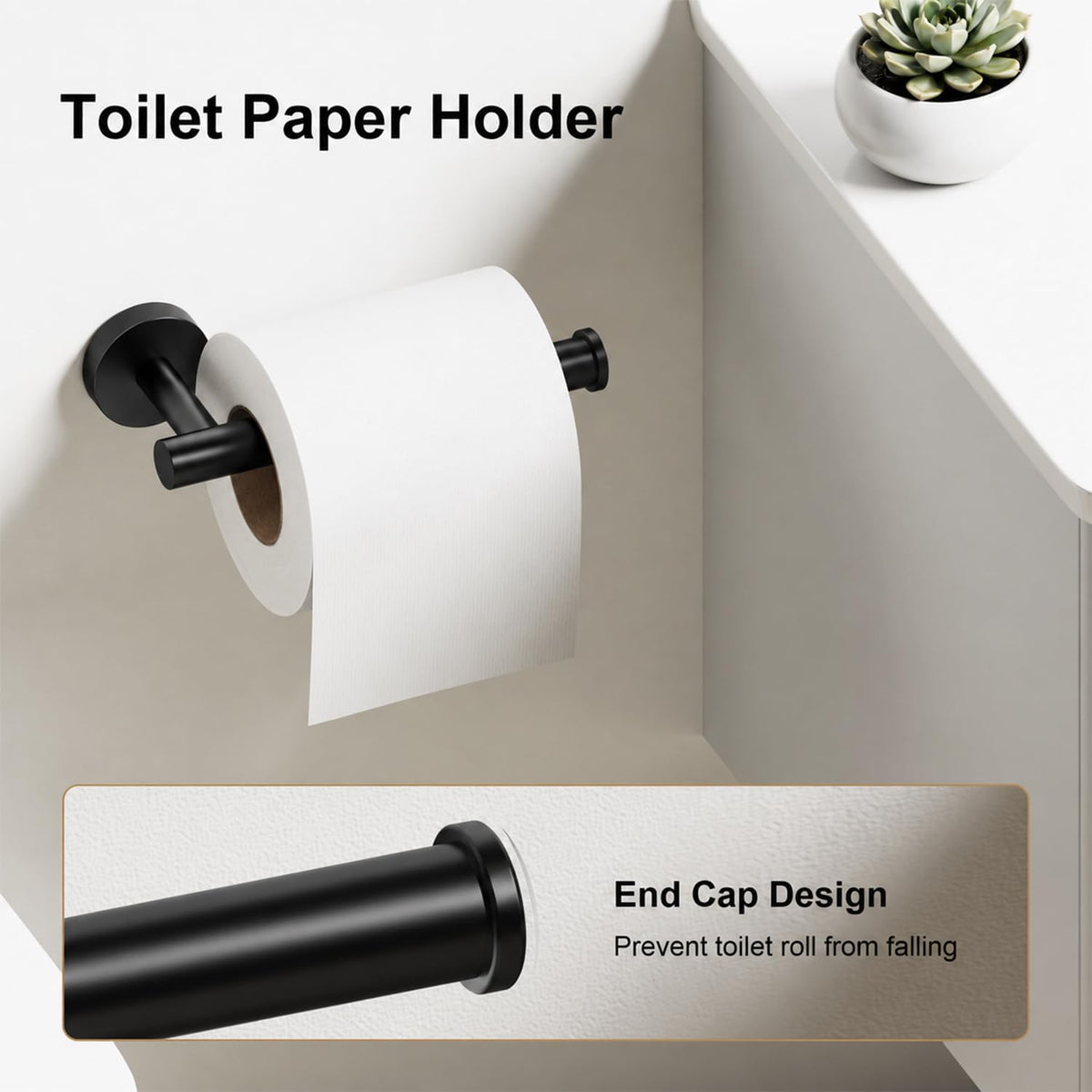 Black Bathroom Accessories Set, 6 Pieces Bathroom Hardware Set Black Bathroom Set, 24 Inch Towel Racks for Bathroom, SUS304 Stainless Steel Bath Towel Bar Set Toilet Paper Holder Wall Mounted