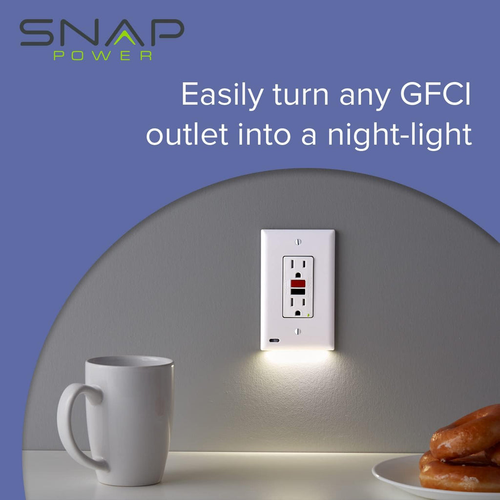 3 Pack - SnapPower GuideLight [for GFCI Outlets Only] - Night Light - Electrical Outlet Wall Plate With LED Night Lights - Automatic On/Off Sensor - (GFCI, Ivory)