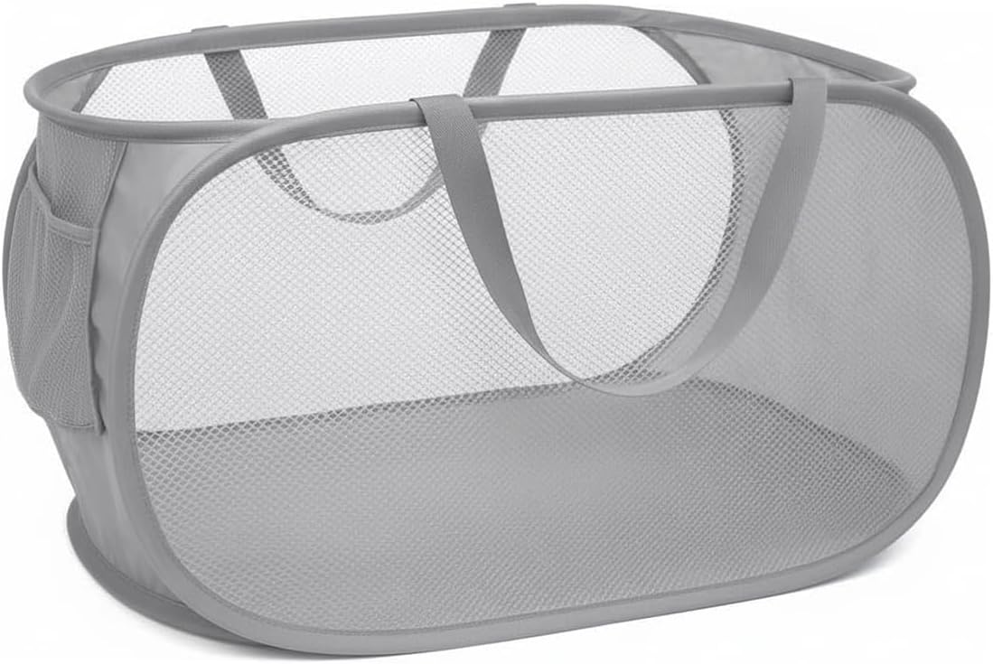Collapsible Laundry Hamper Basket,Pop Up Mesh Foldable Bag for Laundry Room