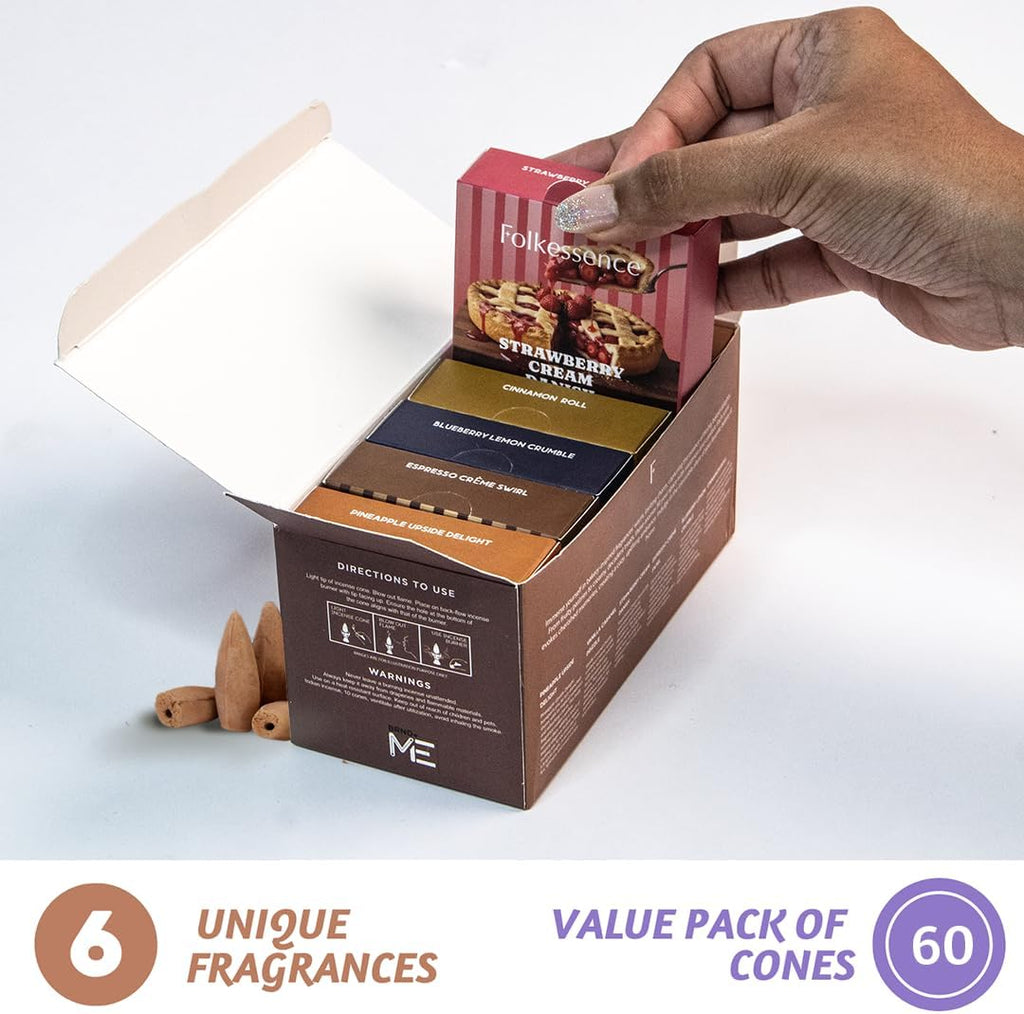 Folkulture Fall Backflow Incense Cones for Waterfall - Set of 6 (60 Cones)