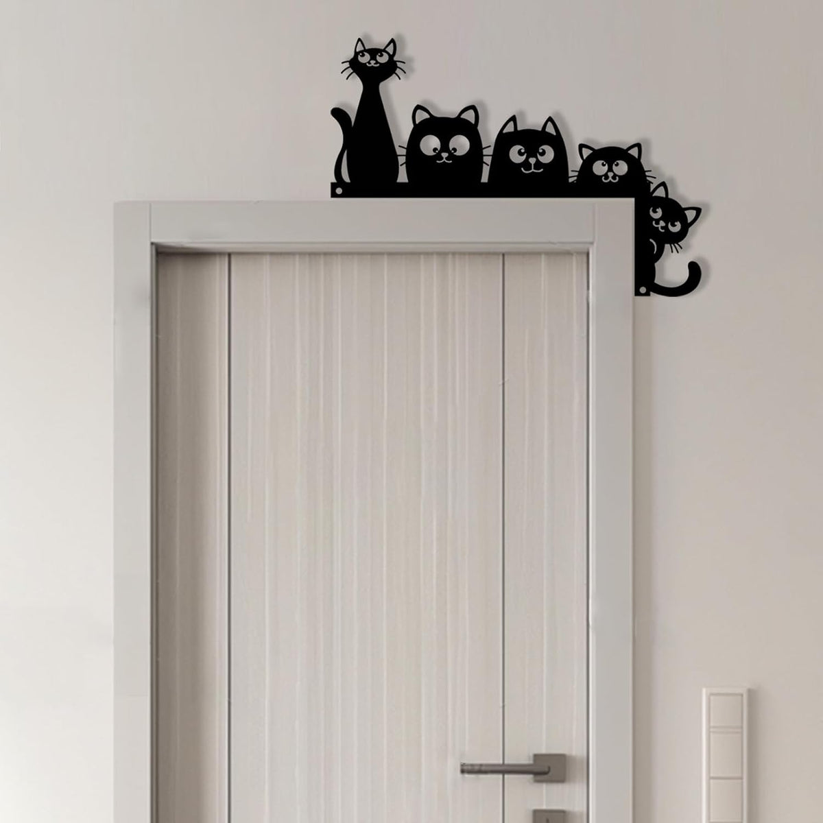 Baitiane Metal Cat Door Topper, Door Frame Decor, Black Metal Wall Art, Modern Minimalist Home Decoration for Living Room, Bedroom, Entryway, Ideal Gift for Cat Lovers (B)