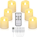 6PCS Rechargeable Flameless Tea Lights with Remote Timer, Votive Candles