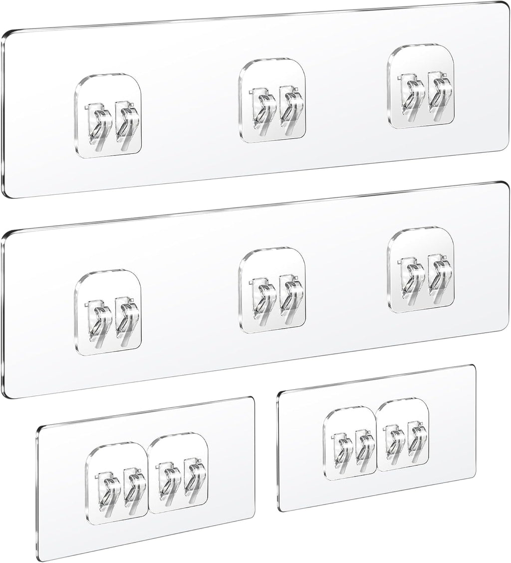 COOLMI Shower Caddy Adhesive Replacement, 4 Pack Double and Triple Hooks