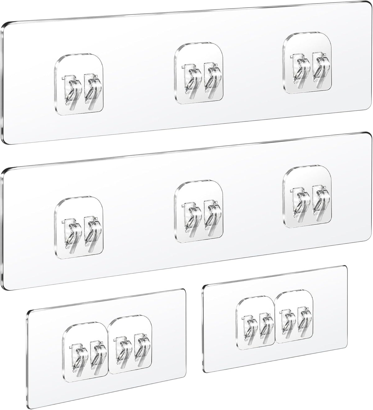 COOLMI Shower Caddy Adhesive Replacement, 4 Pack Double and Triple Hooks