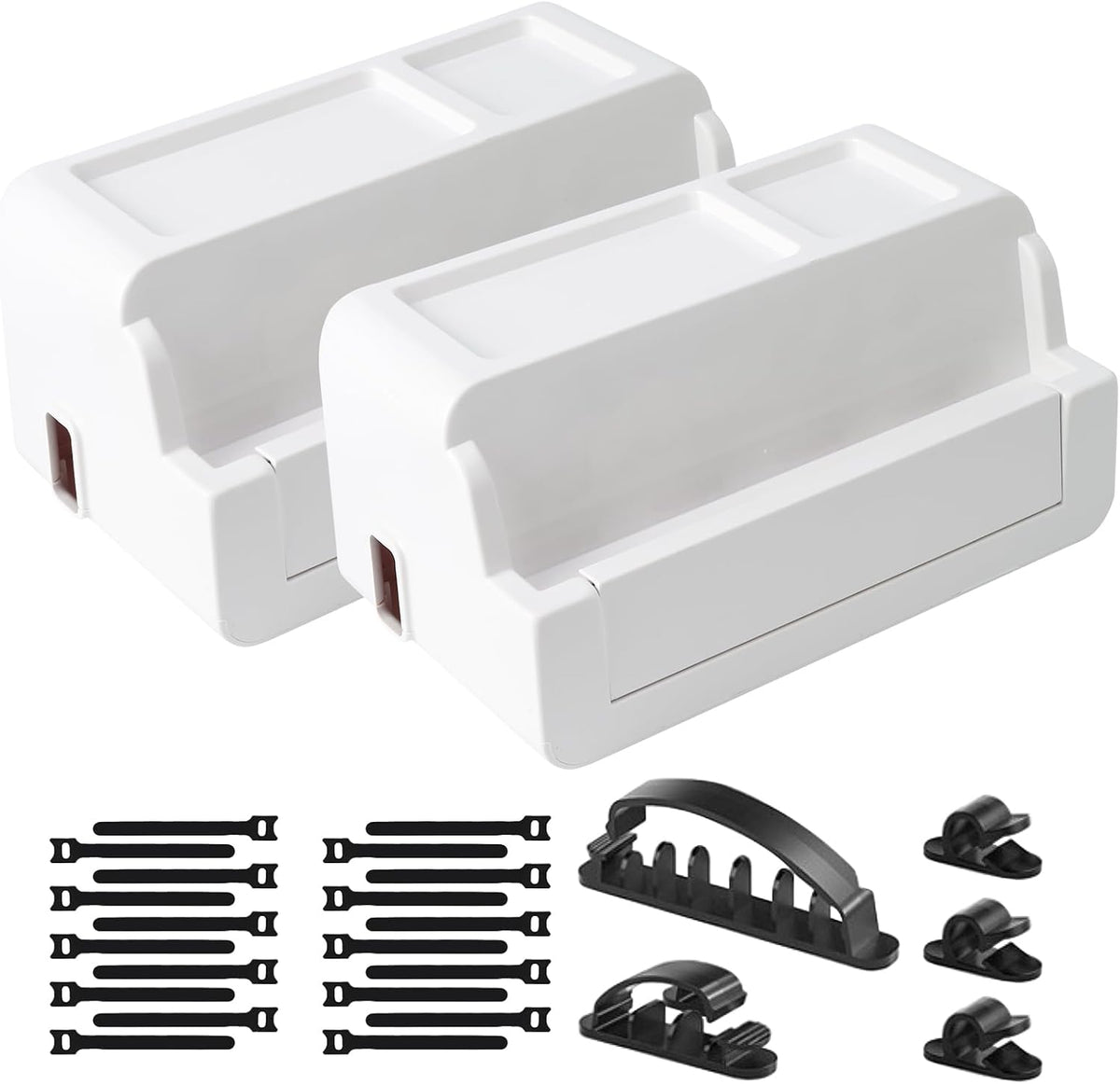 2 Pack Cable Management Box for Home, Office & Desk, Cord Organizer Box for Computer, TV Wires Hub, Pet Friendly Cord Hider Box, Safe ABS Material (White)