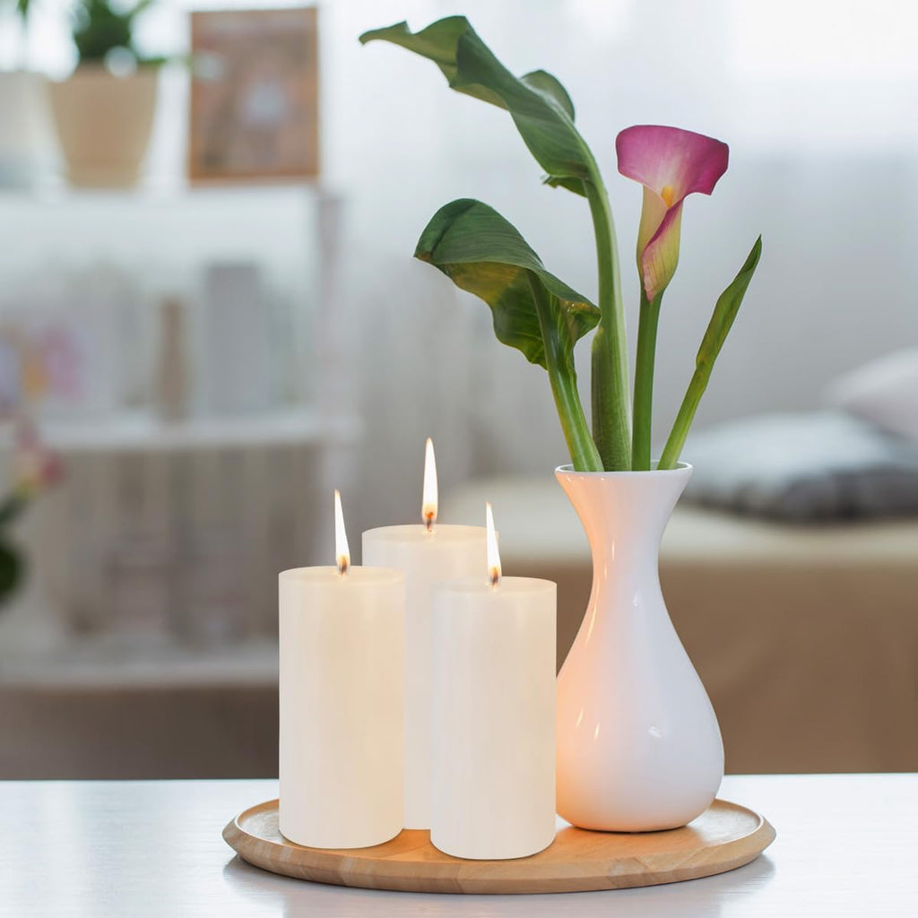 3 Pack 2.8 x 6 Hand Poured White Dripless Pillar Candles, 150 Hours Long Burning, Soy Candles, Non-Toxic, Unscented, Smokeless, for Power Outages & Emergency