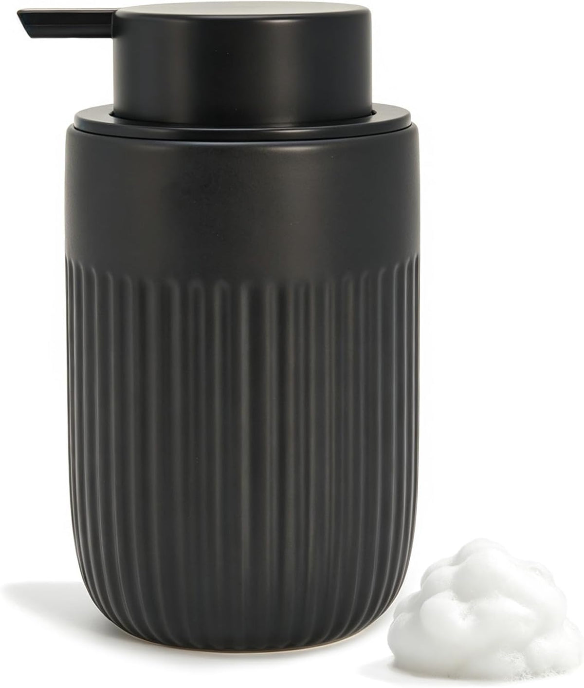 White Ceramic Foaming Soap Dispenser for Bathroom Countertop 13oz