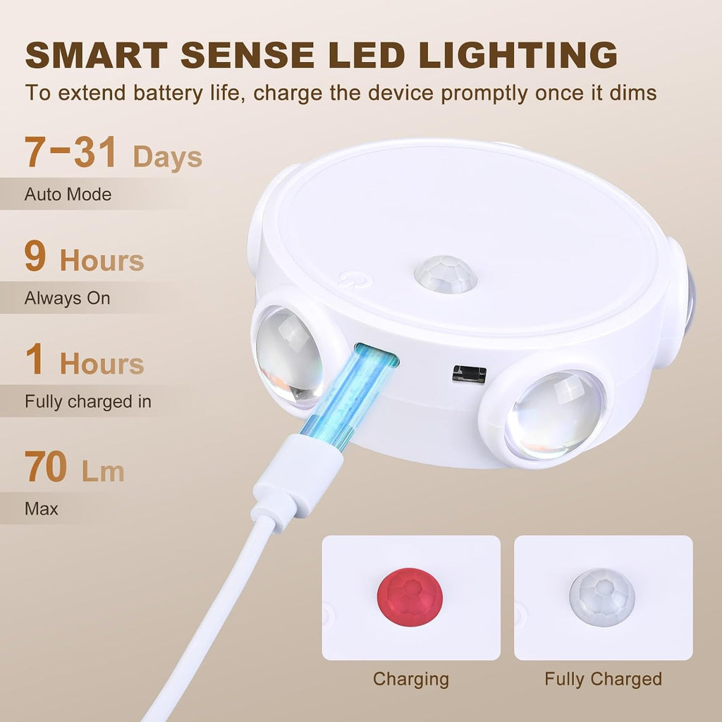 Motion Sensor LED Night Lights 4 Pack, Rechargeable Wireless Stair Lights, Magnetic Installation, RGB & Touch Control, Wall Sconce for Hallway Closet Bedroom Indoor