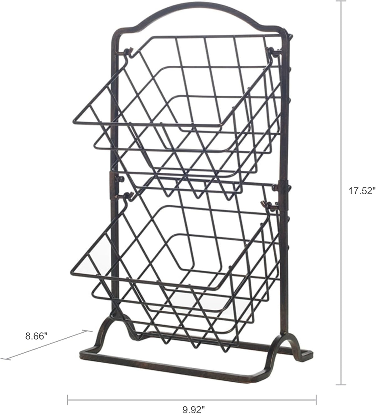 Gourmet Basics by Mikasa General Store 2-Tier Metal Countertop Fruit Storage Basket, Antique Black