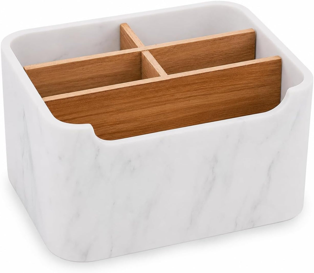 Remote Control Holder, Desk Organizer with Removable Dividers,White