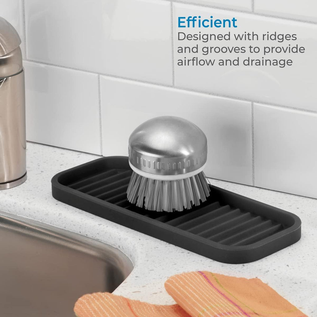 iDesign Silicone Kitchen Sink Tray, Black