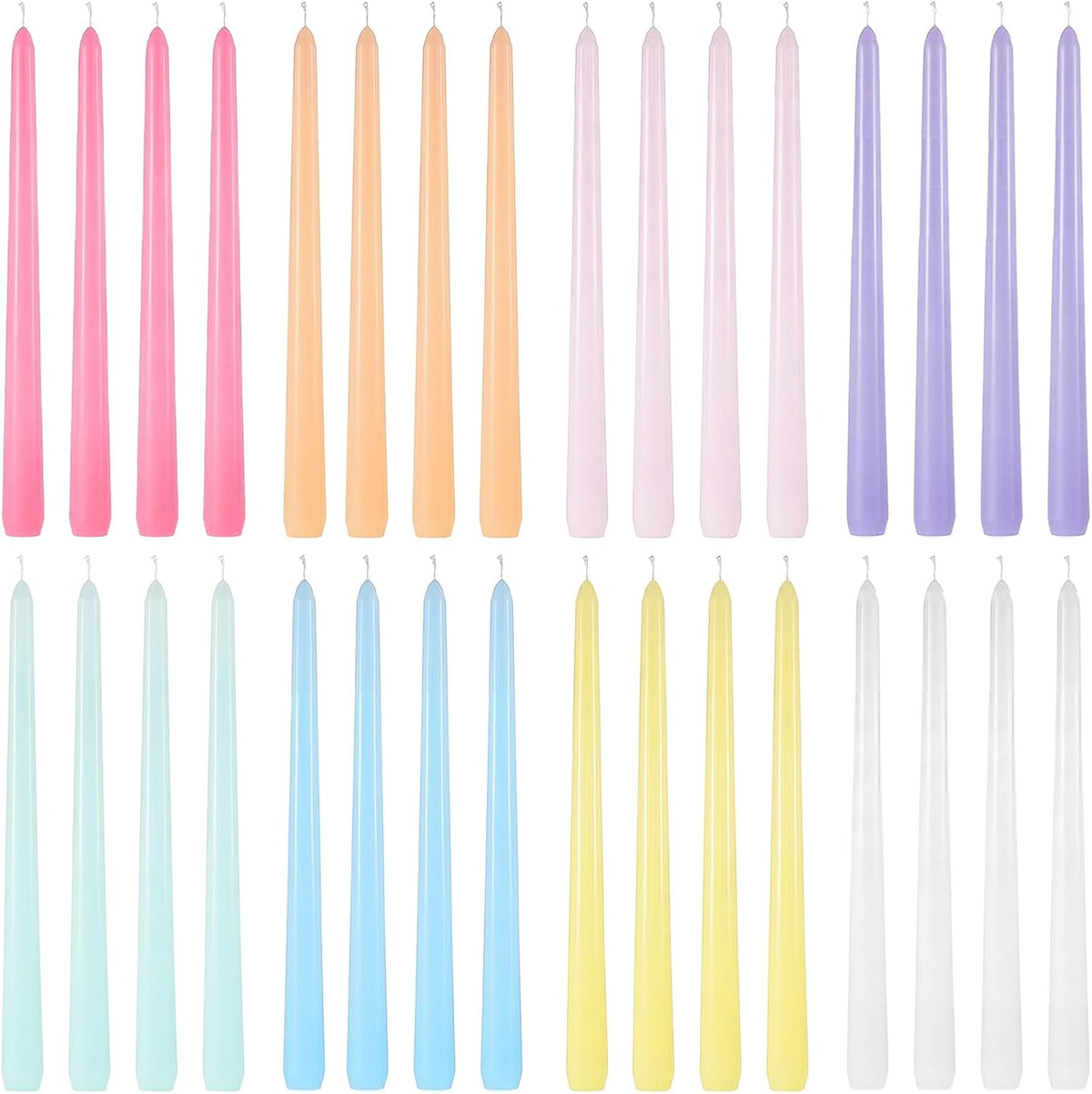 32 Pack Pastel Taper Candles, 10 Inch Colorful Candlestick