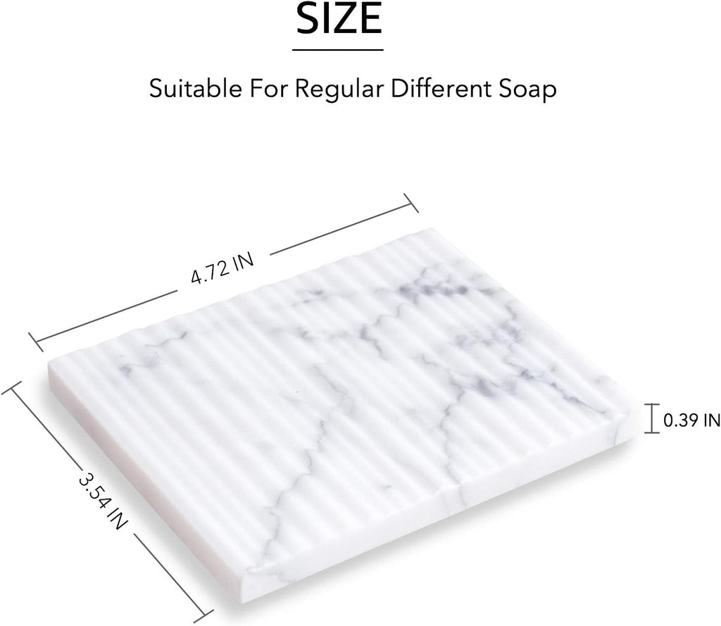 Draining Marble Soap Dish Holder for Bathroom Shower, Non-Slip & Quick Dry