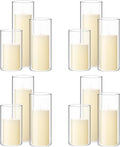 Shihanee 12 Pillar Candles W Vases,2.6''x 4.7'', 5.9'', 7.9'',Ivory White