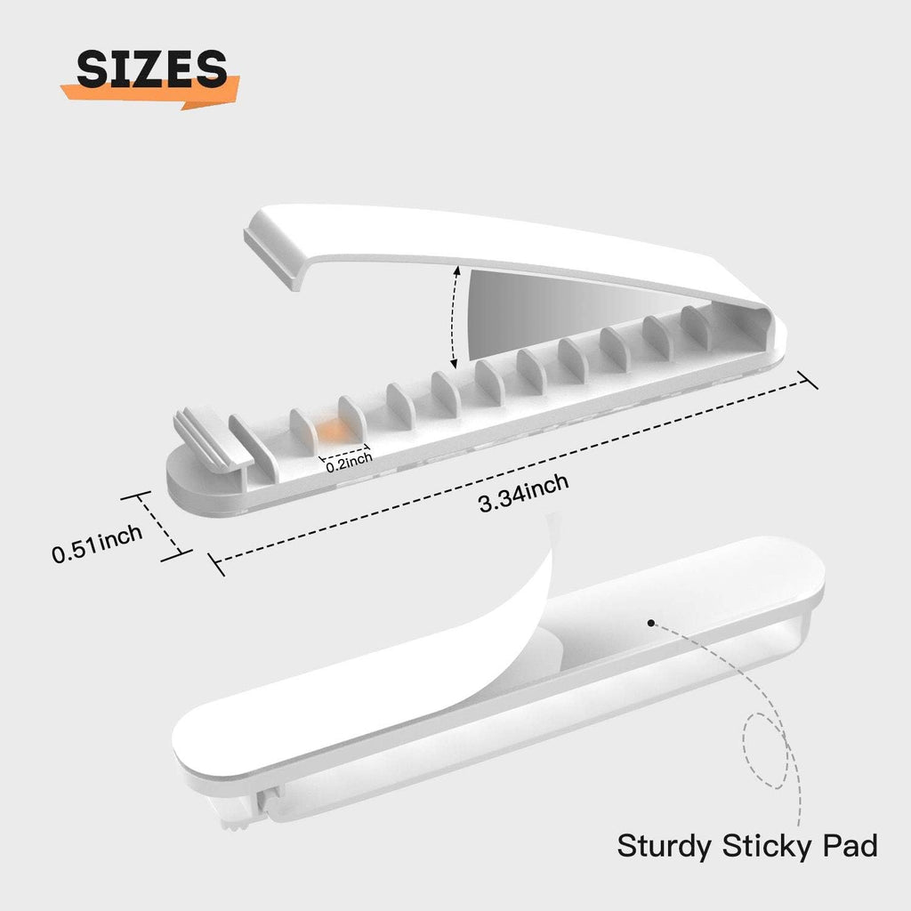 pzoz Cable Clips, 3 Pack Cord Organizer Charger Cable Management for Organizing Home Office Desk Phone Car Cable Wire, Self Adhesive Cord Holders (White)