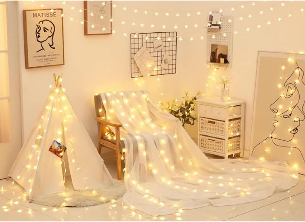 Star String Lights, Merdeco 33ft 80 LED USB Powered Star String Lights Warm White Fairy Lights for Birthday Party Wedding Christmas Home Decoration