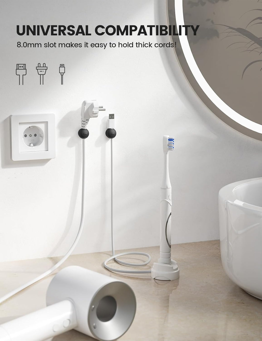 Lamicall 8 Pack Magnetic Cord Organizer, Mini-Soft Silicone Clips