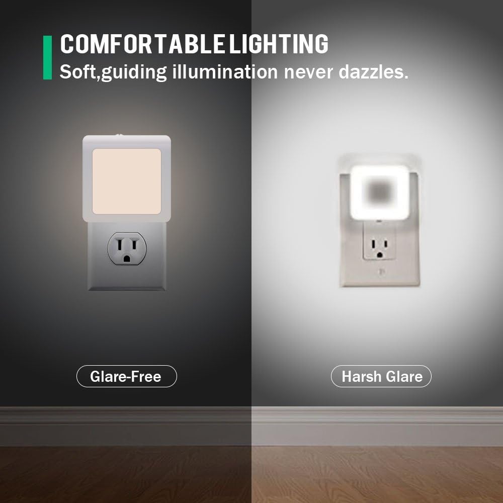 VINTAR 4 Packs Plug-in Dimmable Night Light with Auto Dusk to Dawn Sensor