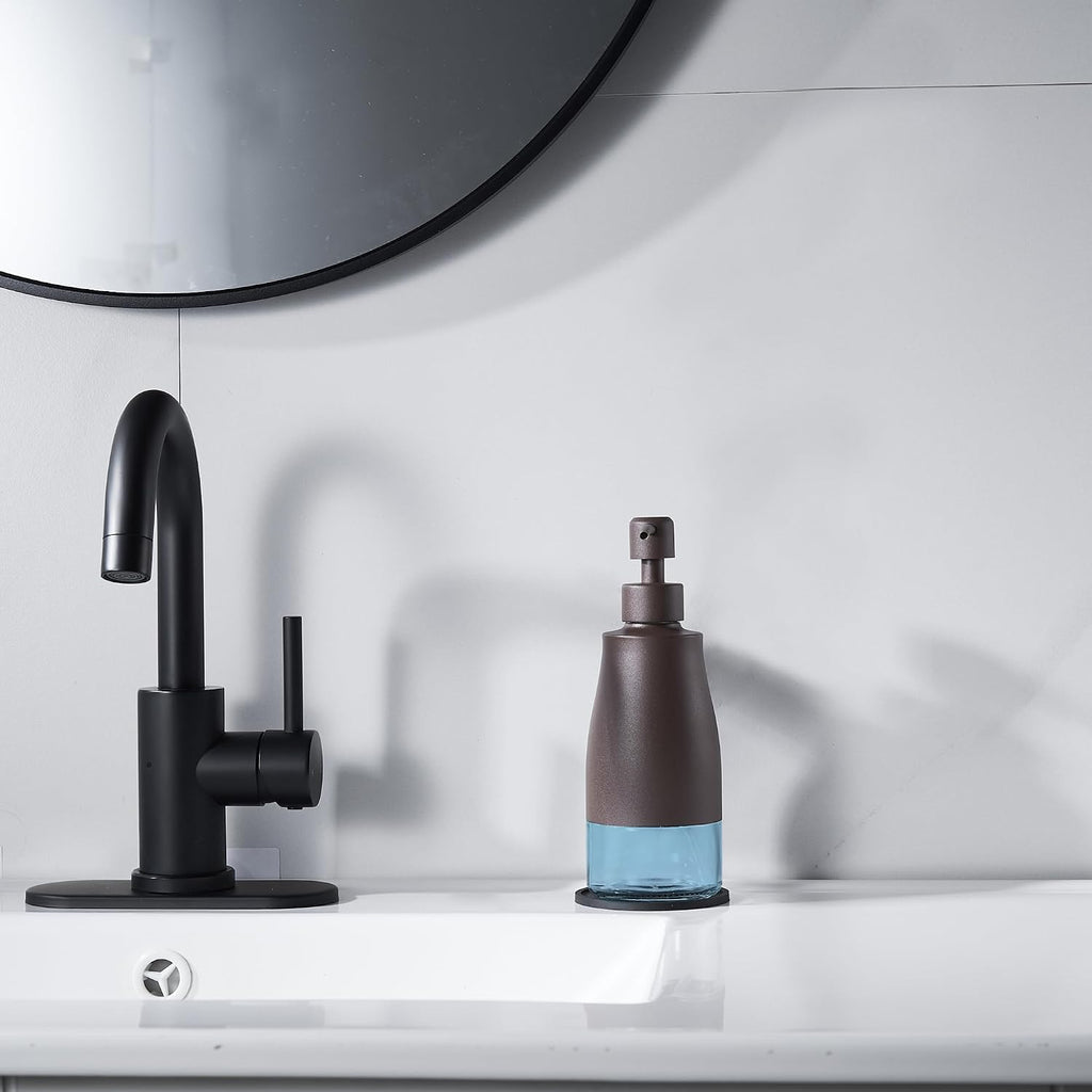 Gaussra Matte Brown Soap Dispenser with Coaster & Stickers - 11 OZ / 320 ML