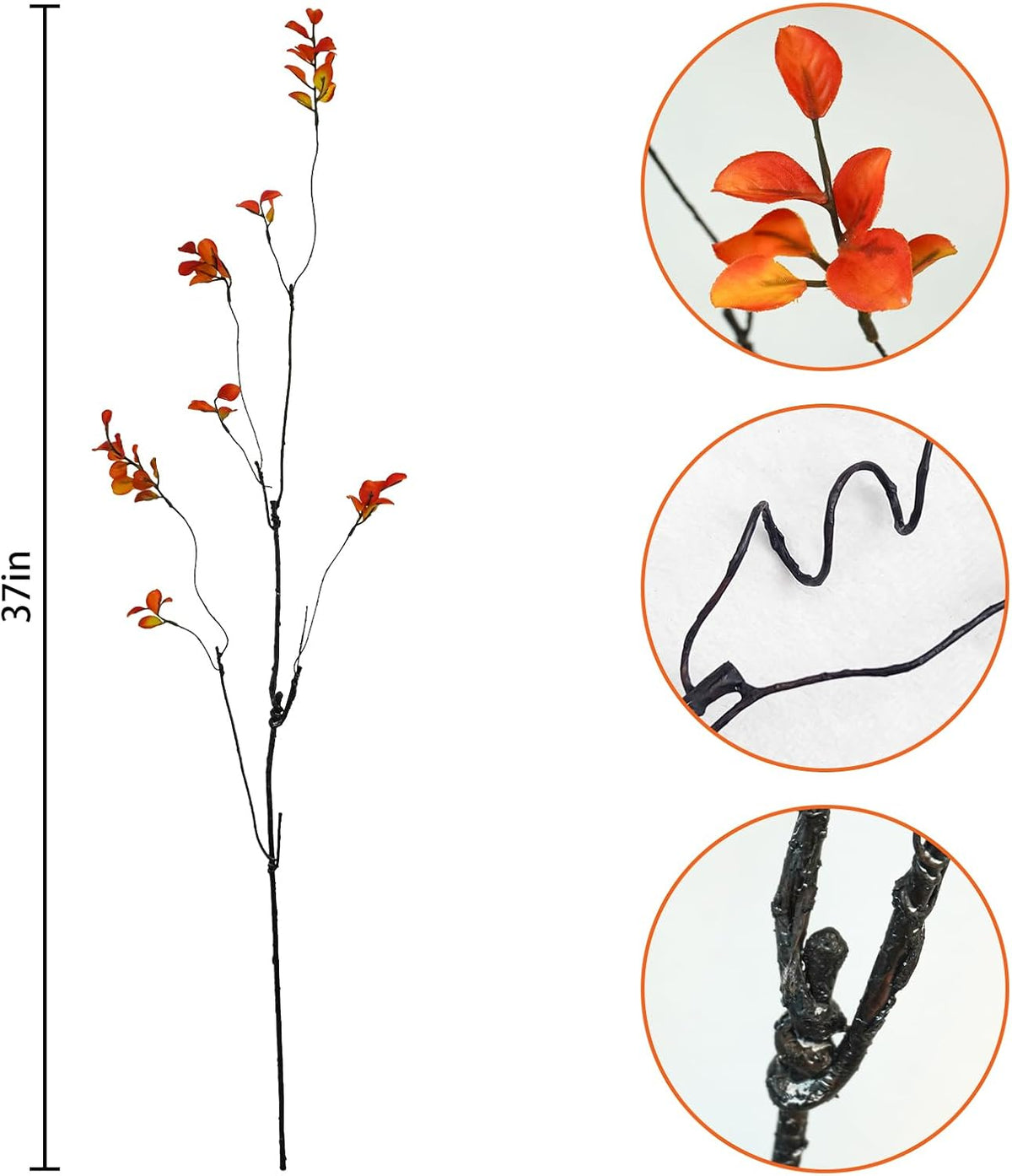 Krissing 3 Pcs Artificial Fall Greenery Stems for Vases, 37'' Tall