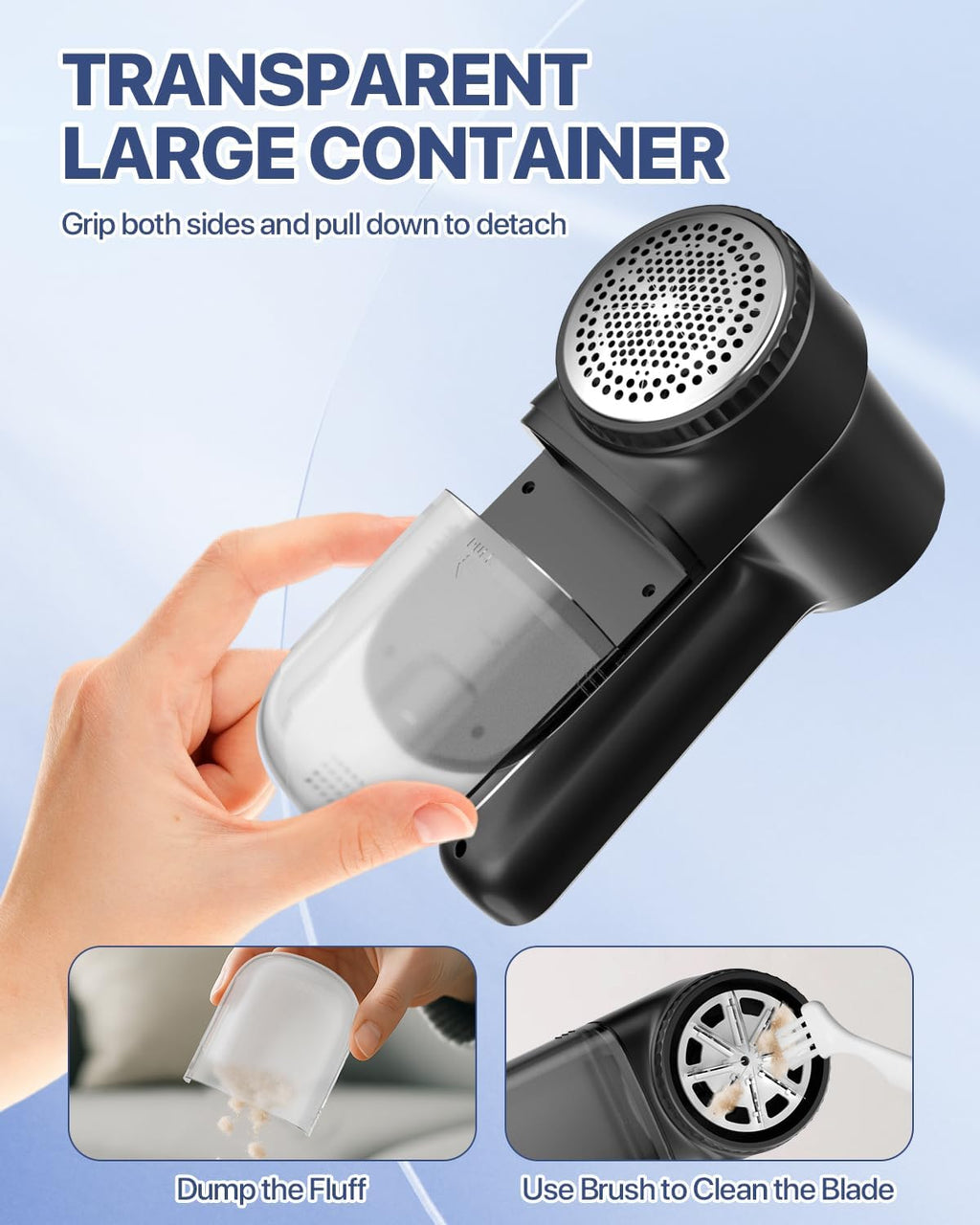 Rechargeable Lint Shaver, Lint Remover with LED Light,3 Extra Blades