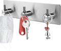 Picowe Key Holder for Wall Decorative, Adhesive Stainless Steel Key Hooks, Key Hanger Key Organizer for Wall, Towel Hook Coat Hanger for Entryway Hallway Kitchen(Three Rows,Sliver 1PCS)