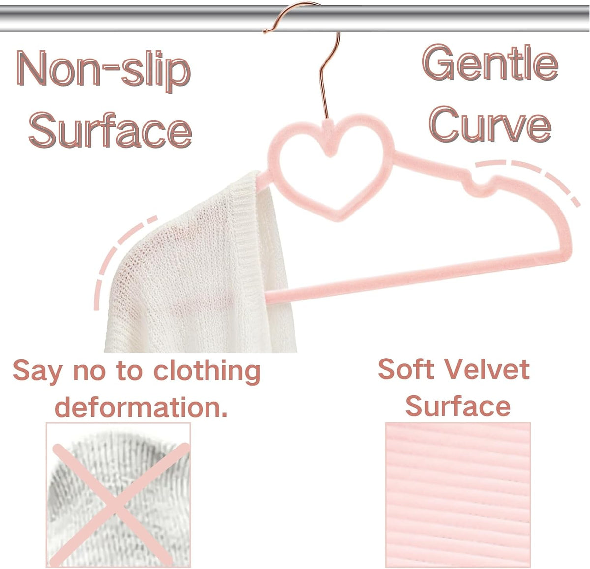 Coloch 50 Pack Pink Velvet Hangers for Kids, 12.8 in Non-Slip Baby Hangers with 20 Clips for Closet, Space-Saving Slim Felt Children Clothes Hanger for Nursery, Preteen, Coat, Dress, Shirt