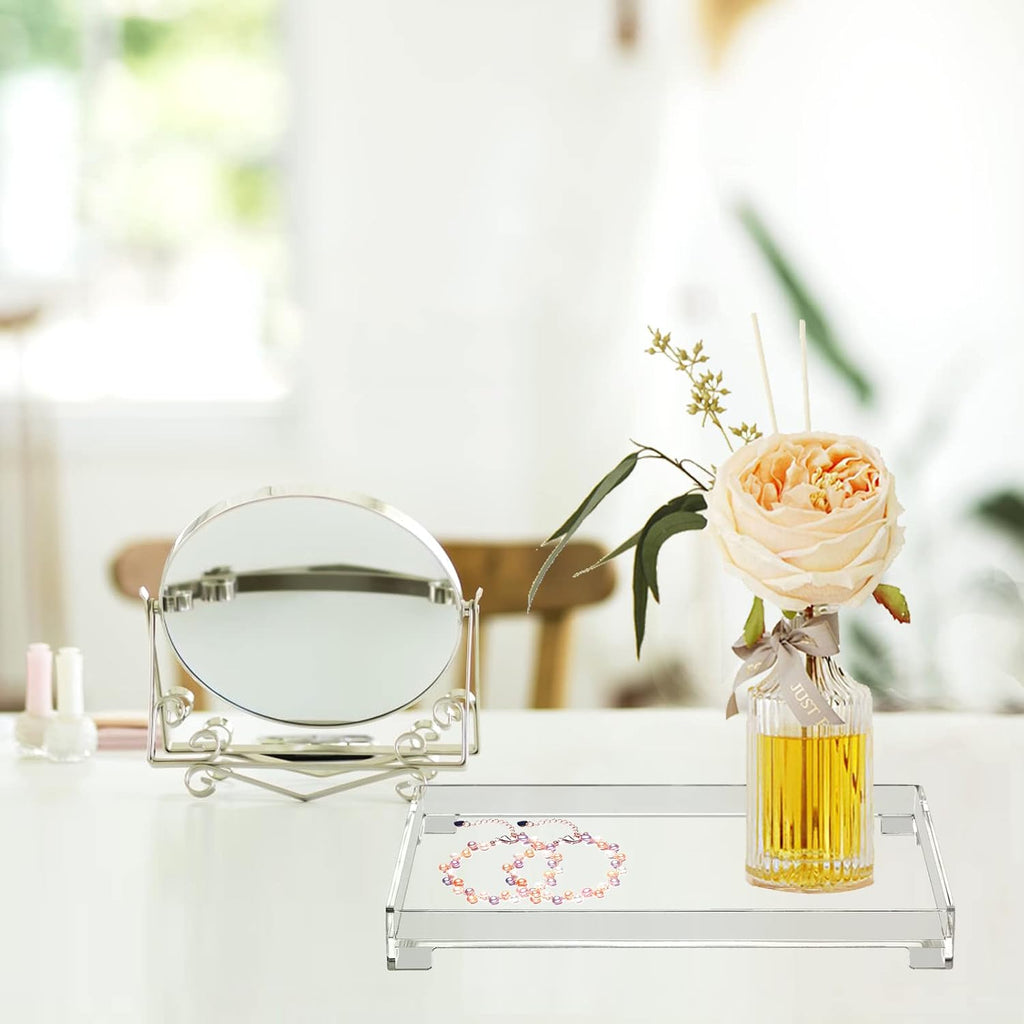 Vanity Bathroom Tray Acrylic Clear Rectangle Decorative Organizer, Medium