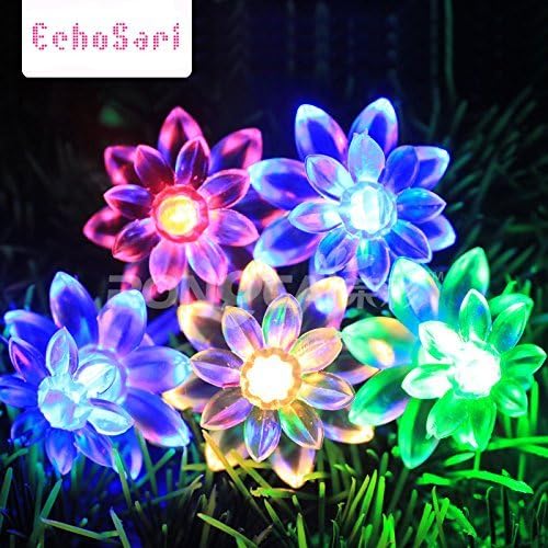 echosari Flower String Lights Battery Operated 158" Lotus Flower Multicolor