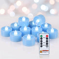Homemory 12-Pack Light Blue Remote LED Battery Tea Light Candles, 400+ Hrs