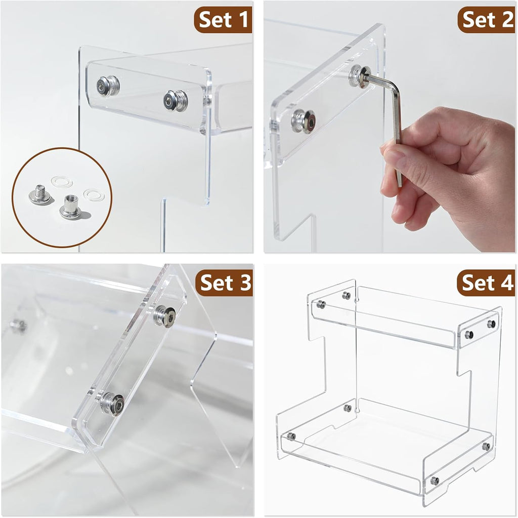 Bathroom Counter Organizer Countertop 2 Tier Storage Acrylic Corner Makeup Organizer for Perfume Stand, Vanity Holder, Dresser Tray, Spice Rack, Skincare, Coffee Bar, Room Decor (Clear)