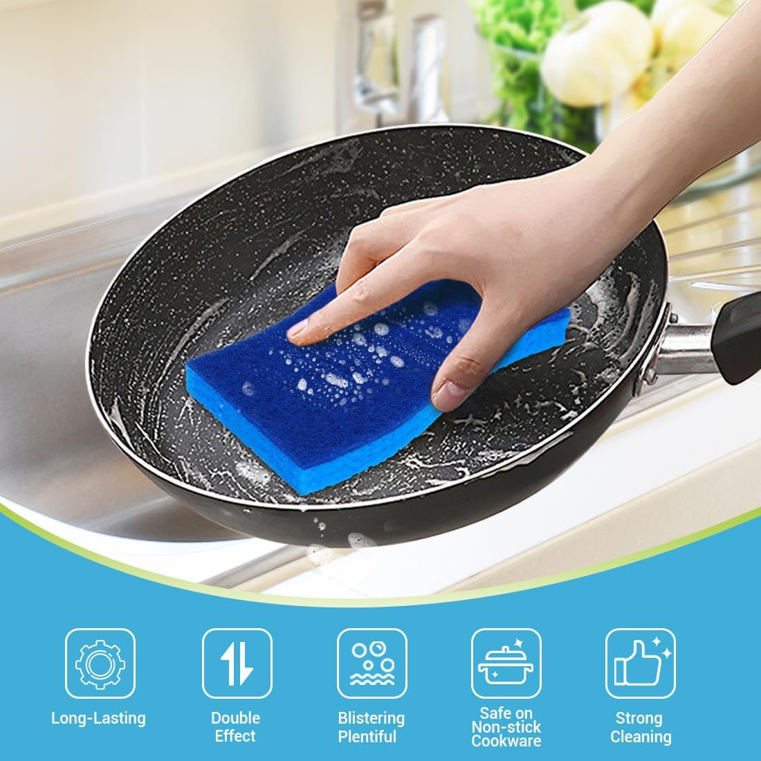 AIDEA XL Sponges Kitchen 6Count, Non-Scratch Scrub Sponges for Dishes