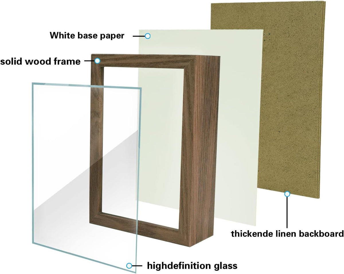 4x6 Small Walnut Color Shadow Box Frame Display Case