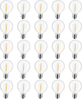 25-Pack G40 LED Replacement Light Bulbs, E12 Screw Base Shatterproof Globe Bulbs for Outdoor String Lights, 0.6Watt Equvalent to 5 Watt Incandescent Bulbs, Warm White 2200K