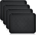 Kingrol 4-Pack Small Shoe Trays for Entryway Indoor, 16.5" x 12.6" Individual Boot Tray with Raised Lip, Waterproof Plastic Shoe Mat Tray for One Pair, Pet Bowls, Plants, Under Sink & Floor Protection