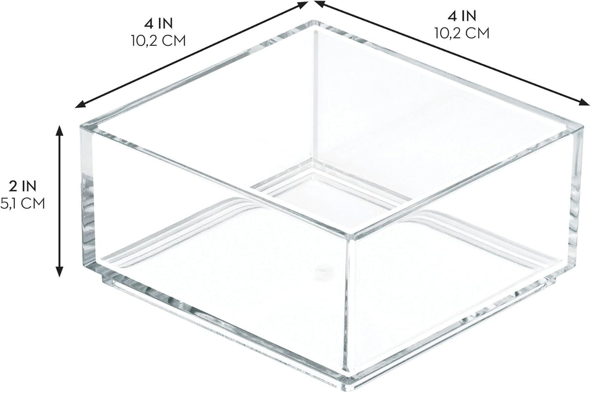 iDesign Clarity Plastic Drawer Organizer, Clear, X-Small, 4" x 4" x 2"