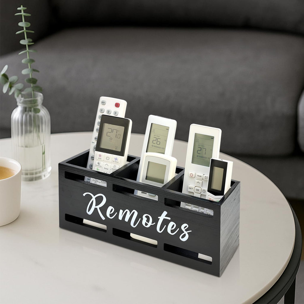 Wood Black TV Remote Organizer Wall Mount Remote Control Holders for Table