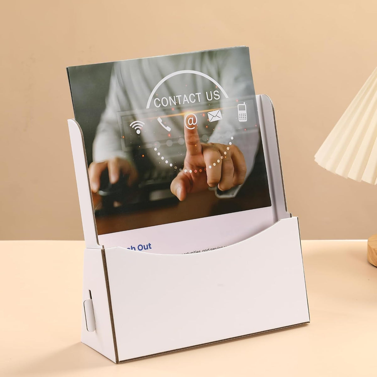 50 Count Corrugated Trifold Brochure Holder 8.5x11 Inch, Rack Card Holder Literature Paper Flyer Display Stand Bookmark Display for Magazine, Pamphlet, Booklets, Menu, Offices