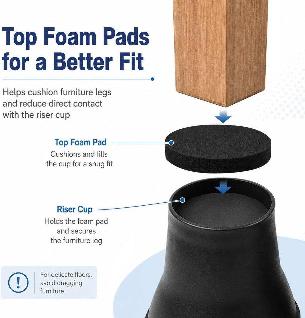BTSD-home Bed Risers 6 Inch, 4 Pack