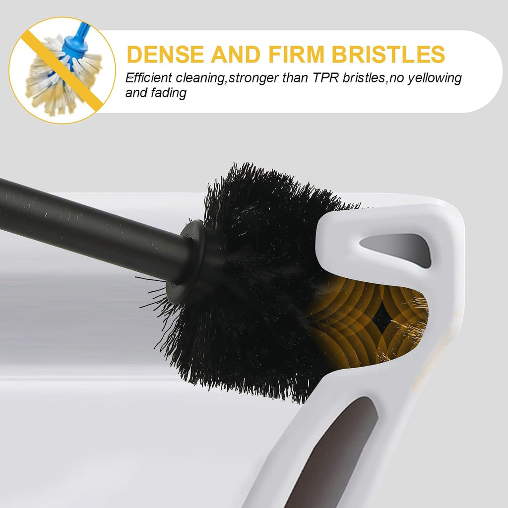 BESy Toilet Brush and Holder, Toilet Cleaner Bowl Set with Two Brush with Extra Long Handle, Durable Bristles Toilet Scrubber and Covered Holder, Drip-Proof Stainless Steel Oil Rubbed Bronze