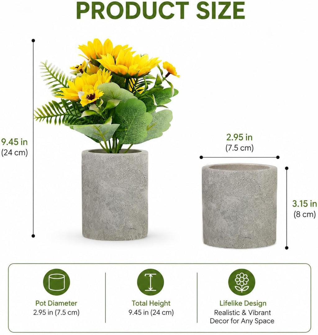 Fall & Thanksgiving Decor Artificial Sunflower Plants in Pot, 2 Pack