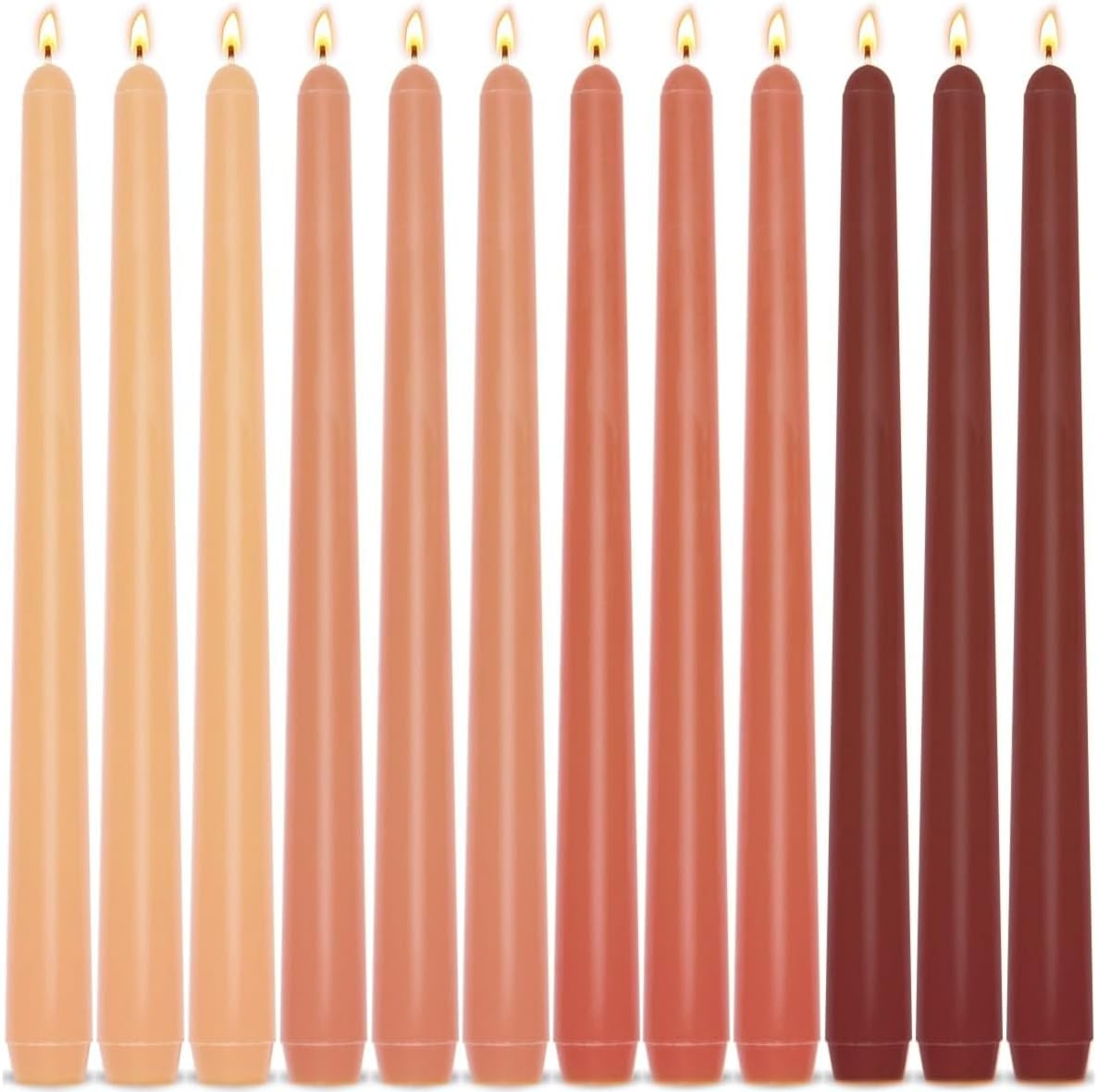 10 Inch Earth Tone Unscented Taper Candles for Fall Harvest