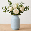 Blue Ceramic Vase for Home Decor - 9 Inch Textured Flower Vase for Table Centerpiece - Modern Decorative Pottery Vases for Flowers, Living Room, Shelf, Mantle Decor