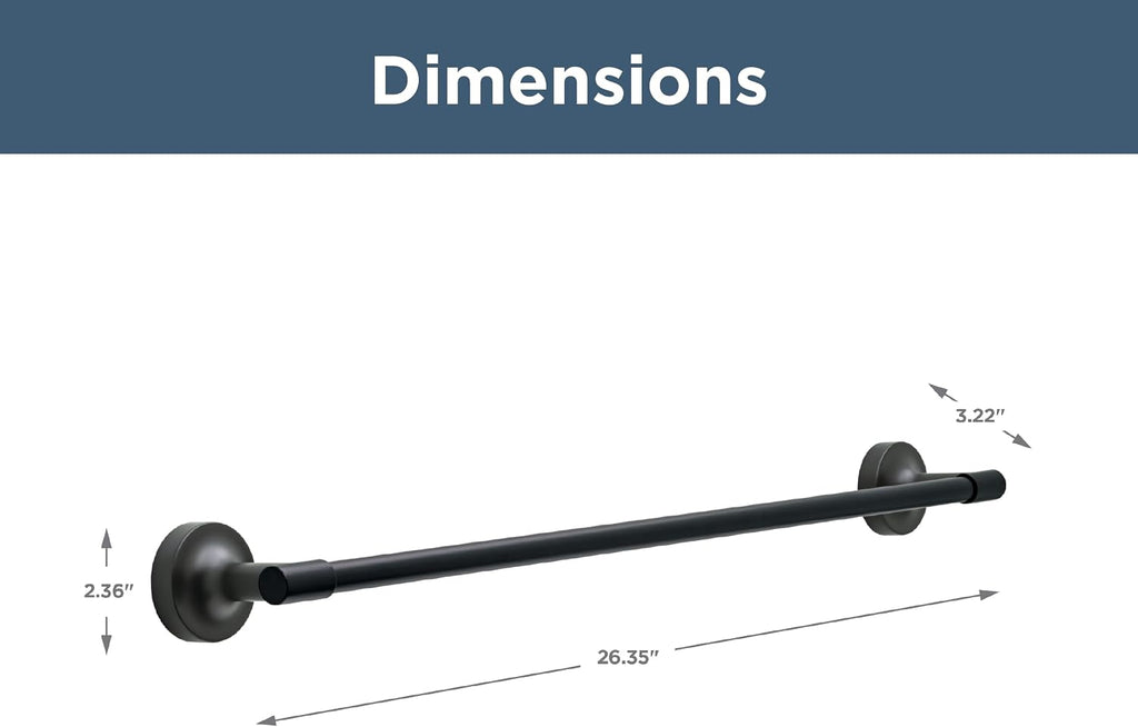 Franklin Brass Voisin (1-Pack) 24' Towel Rack for Bathroom, Matte Black Bar Holder Wall Mounted Rod, Hardware | Accessories VOI24-MB