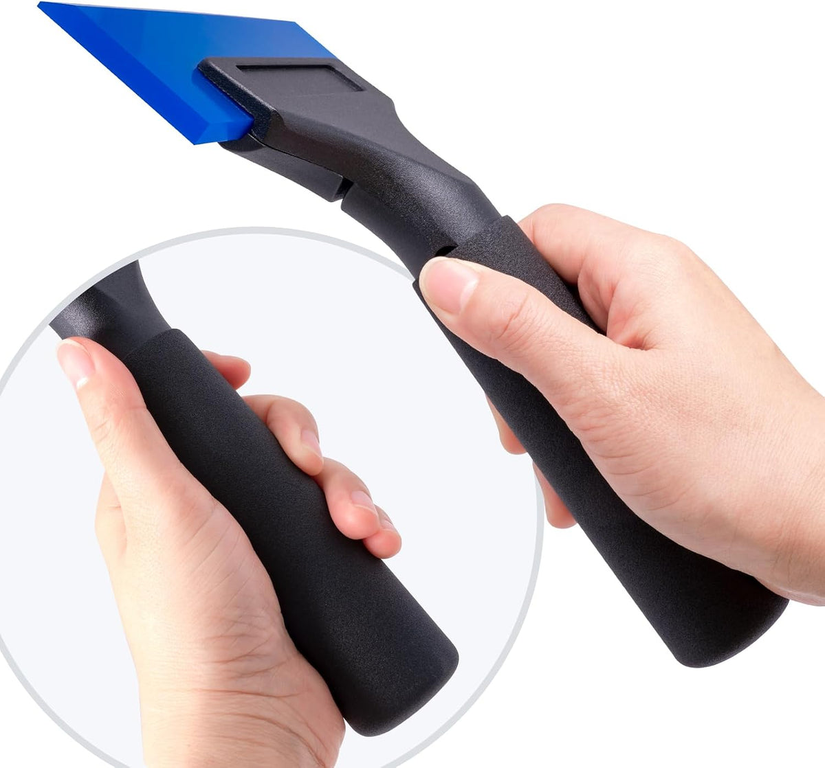 FOSHIO 1 Pack Rubber Water Blade Shower Squeegee Scraper Mirror Glass Wiper Window Cleaner with 7" Long Non-Slip Handle for Bathroom Window Tinting