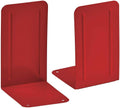 Acrimet Bookends for Shelves, Non-Skid Book Holder, Heavy Duty Book Stopper, Steel Metal Book Ends Storage for Home, Library, 6 7/8" H x 4" W x 4 1/2" D (Red) (1 Pair / 2 Pieces)
