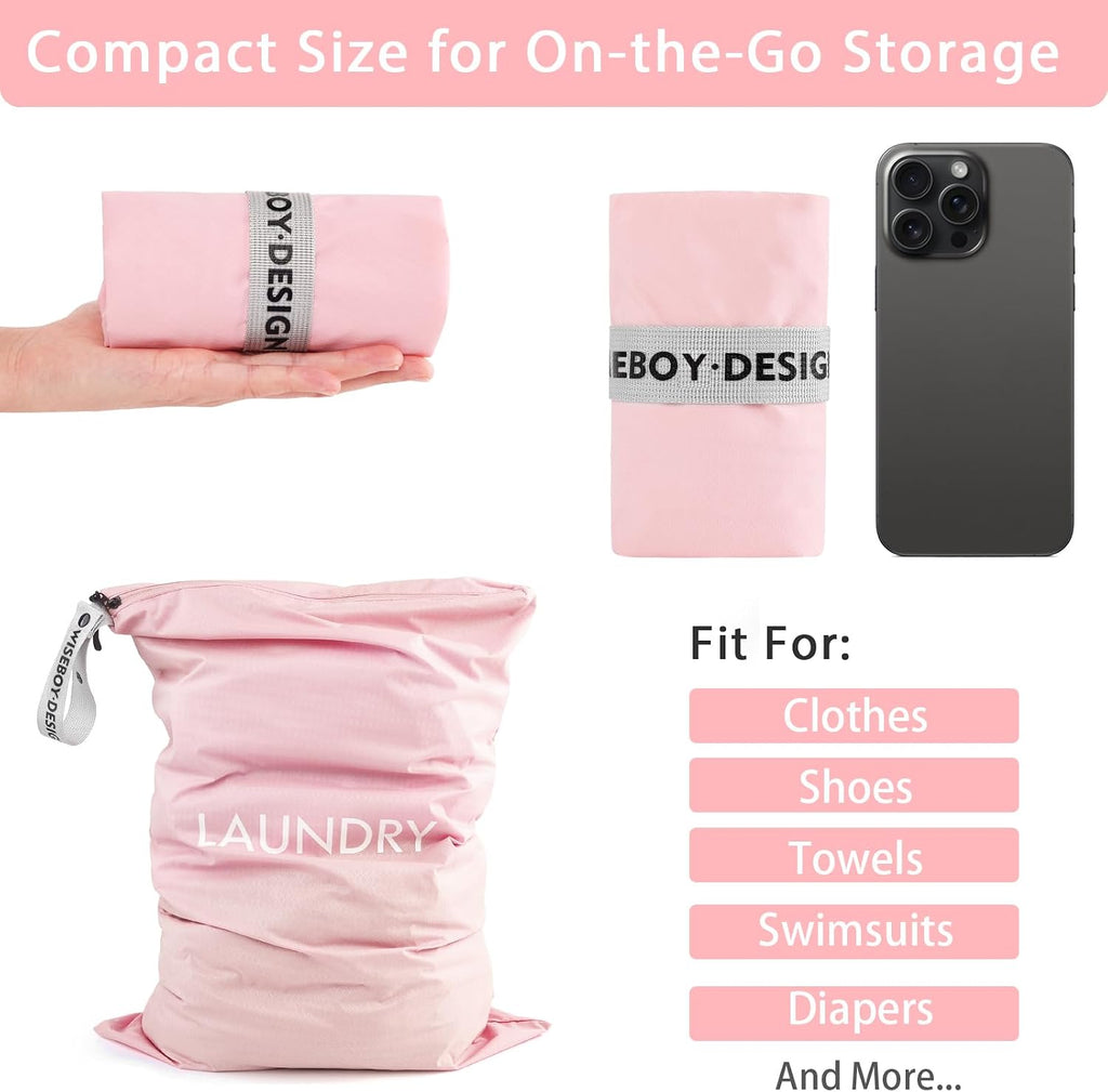 WiseBoy 2-Pack Travel Laundry Bags, Washable Wet Dry Bags for Gym