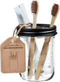 Amolliar Mason Jar Toothbrush Holder - Rustproof Stainless Steel, Black