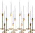Brass Gold Metal Taper Candle Holders Set of 12, Wedding Table Decor